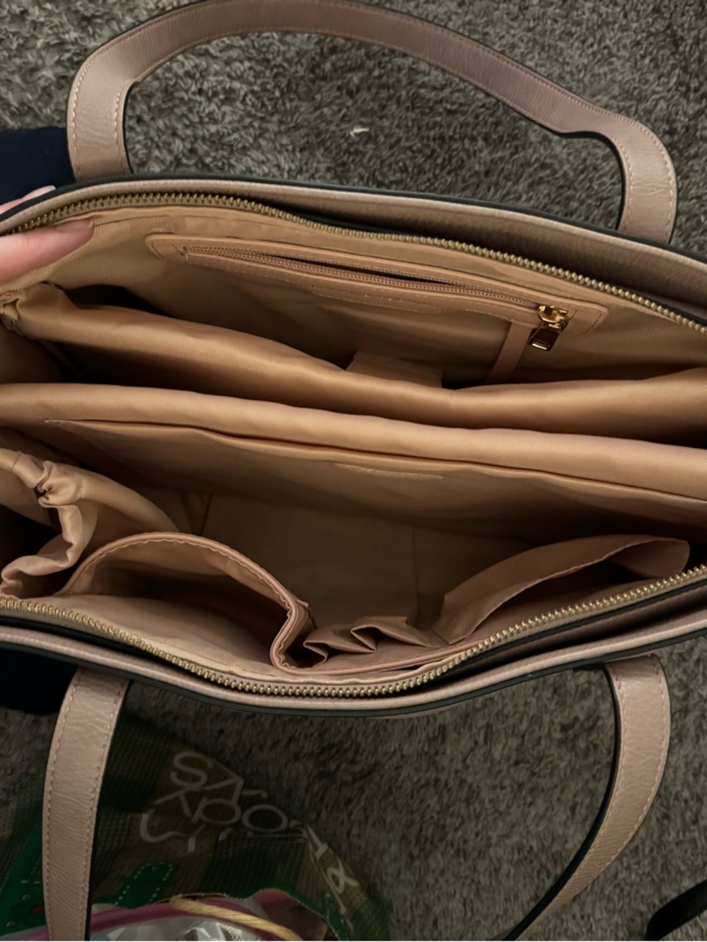 Poppy & Peonies Mauve-Taupe Vegan Leather Tote with Gold Studs - Picture 5 of 5